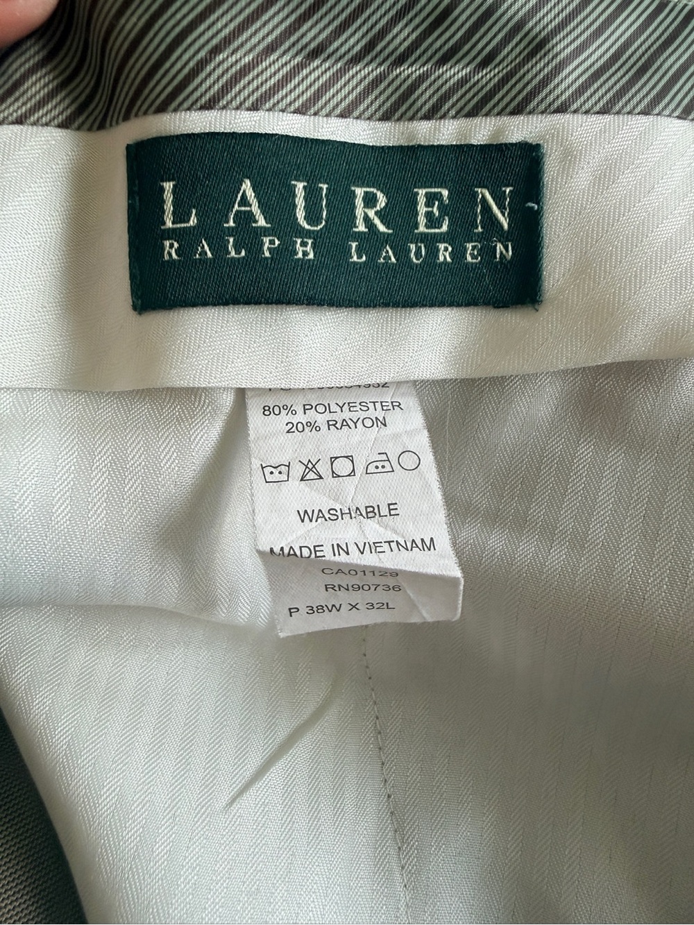 Lauren Ralph Lauren Men’s 38x32 Taupe Pleated Dress Pants